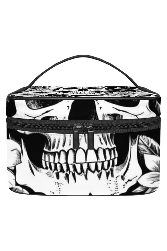 Retro Sugar Skull Makeup Bags Travel Cosmetic Bag Case, Large Capacity Organizer and Storage, Portable Pouch Toiletry bag for Women & Girls