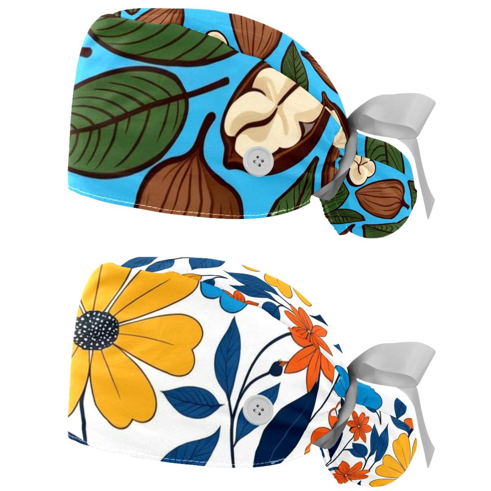 ERJLKXP Scrub Cap,Scrub Caps,Nurse Hat,Botanical Branch,Bean,Tropical