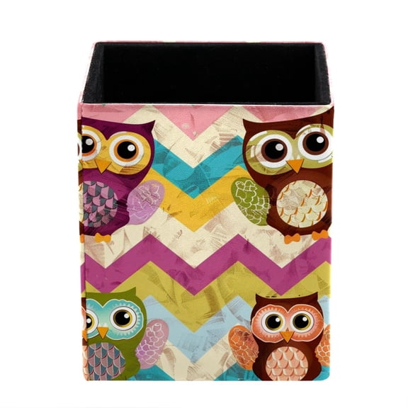 ERJLKXP Small Pen & Pencil Holder for Desk Organization,Cute Owl Colorful Ripples Desktop Stationery Storage for Office Supplies and Makeup Brush Organizer
