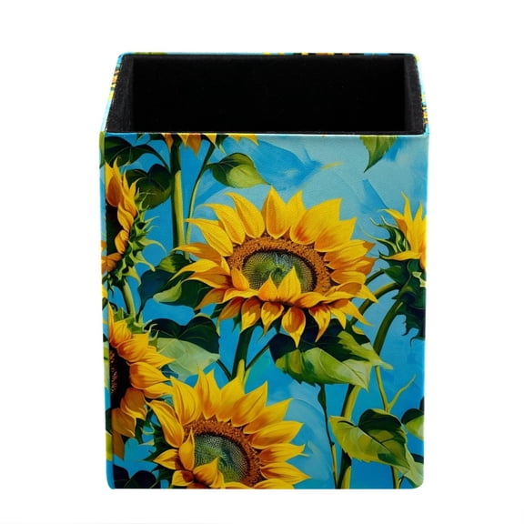ERJLKXP Small Pen & Pencil Holder for Desk Organization,Watercolor Sunflower Desktop Stationery Storage for Office Supplies and Makeup Brush Organizer