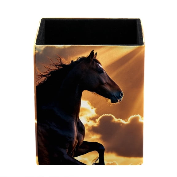 ERJLKXP Small Pen & Pencil Holder for Desk Organization,Sunset Horse Desktop Stationery Storage for Office Supplies and Makeup Brush Organizer
