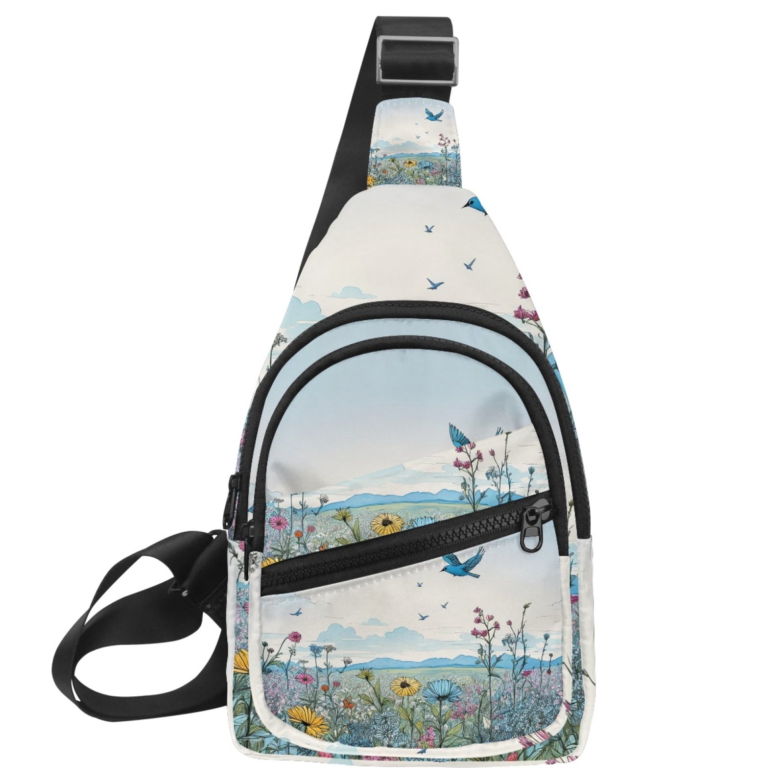 ERJLKXP Spring Daisy Flower Small Mens Women Crossbody Chest Bag, Travel Over Shoulder Sling Bag Backpack Men Side Bag,Daypack