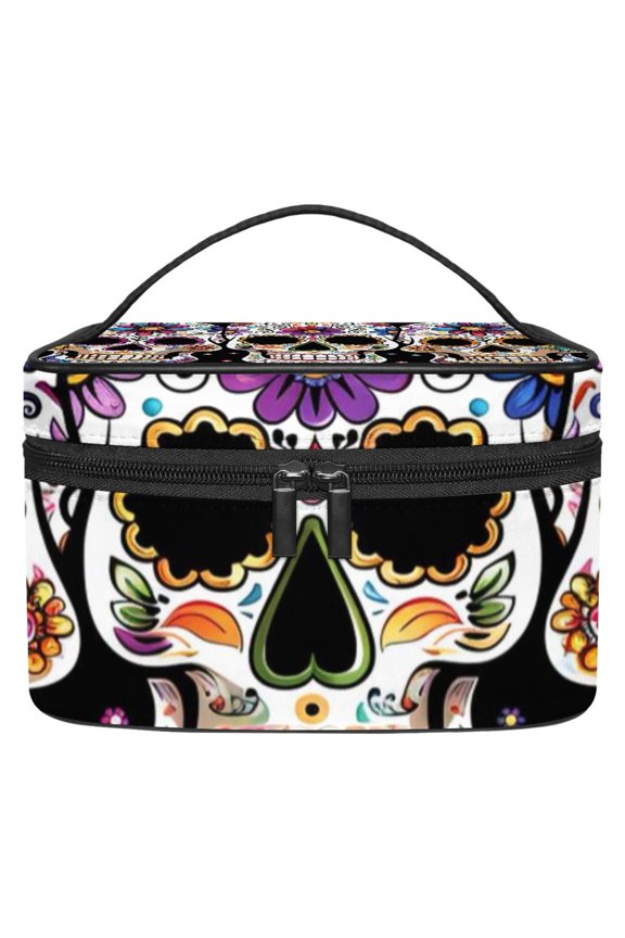 Sugar Skull Mexico Makeup Bags Travel Cosmetic Bag Case, Large Capacity Organizer and Storage, Portable Pouch Toiletry bag for Women & Girls