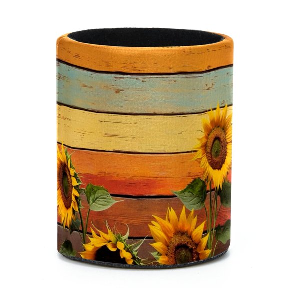 ERJLKXP Sunflower Rainbow Wooden Board Small Pen & Pencils Holder for Desk Organizer,Desktop Stationery Storage for Office Supplies, Pencils and Makeup Brush Holder