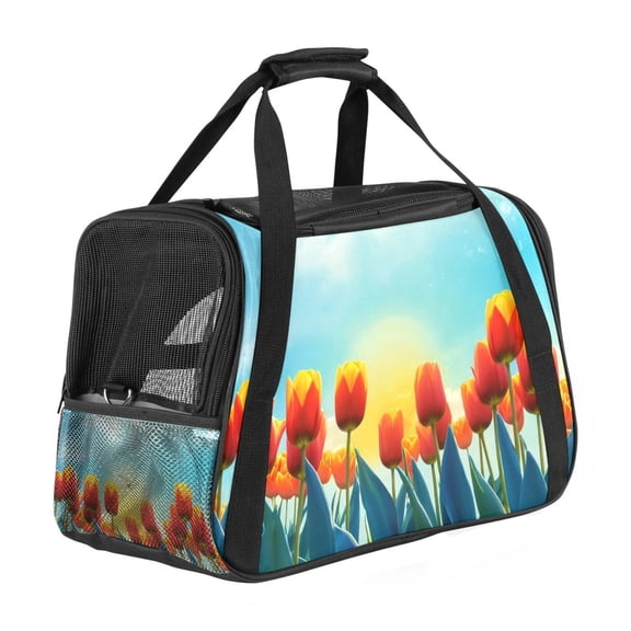 ERJLKXP Tulips Flower Portable Dog Carrier Bag & Cozy Cat Carrying Case for Small Pets,Puppy Soft-Sided Pet Travel Bag
