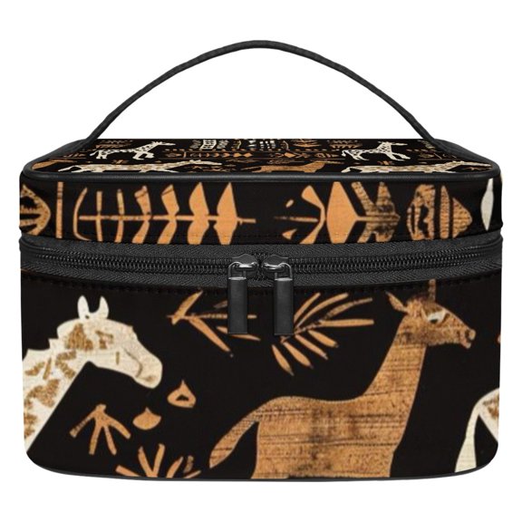 ERJLKXP Vintage African Tribal Animals Makeup Bags Travel Cosmetic Bag Case, Large Capacity Organizer and Storage, Portable Pouch Toiletry bag for Women & Girls