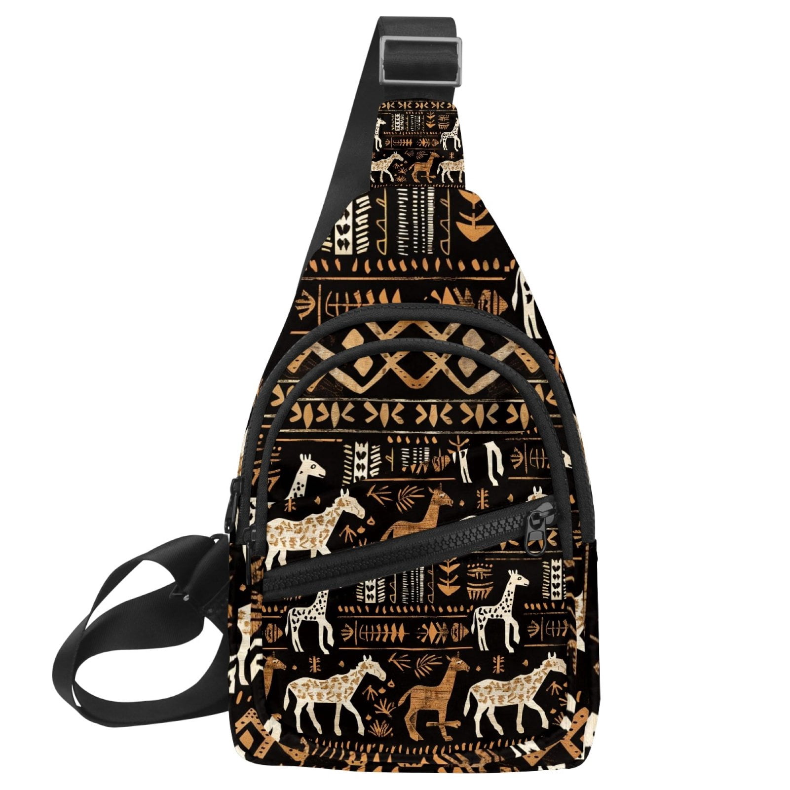 ERJLKXP Vintage African Tribal Animals Small Mens Women Crossbody Chest Bag, Travel Over Shoulder Sling Bag Backpack Men Side Bag,Daypack