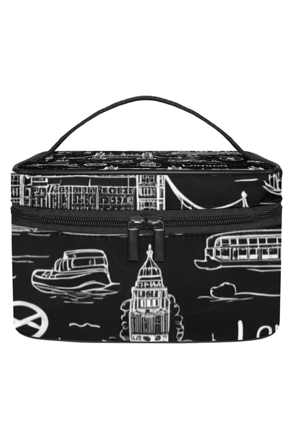 Vintage Buildings London Bridge Makeup Bags Travel Cosmetic Bag Case, Large Capacity Organizer and Storage, Portable Pouch Toiletry bag for Women & Girls