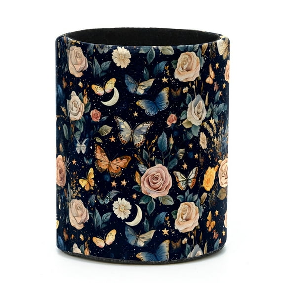 ERJLKXP Vintage Rose Flower Butterfly Small Pen & Pencils Holder for Desk Organizer,Desktop Stationery Storage for Office Supplies, Pencils and Makeup Brush Holder