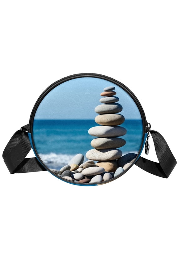 Zen Beach Stone Small Crossbody Bags for Women,Casual Travel Sling Bag,Over the Shoulder Cross Body Purses