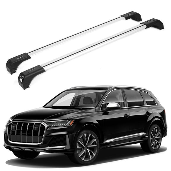 ERKUL 220lbs Roof Rack Cross Bars for Audi Q7 2016-2025 | Aluminum Crossbars with Anti Theft Lock for Rooftop | Compatible with Fixed Points Roofs - Silver