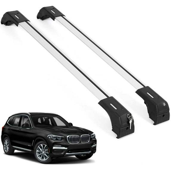 ERKUL 220lbs Roof Rack Cross Bars for BMW X3 G01 2018-2025 | Aluminum Crossbars with Anti Theft Lock for Rooftop | Compatible with Flush Rails - Silver