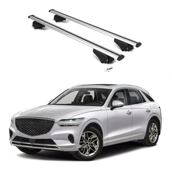 ERKUL 220lbs Roof Rack Cross Bars for Genesis GV70 2022-2025 | Aluminum Crossbars with Anti Theft Lock for Rooftop | Compatible with Flush Rails - Silver