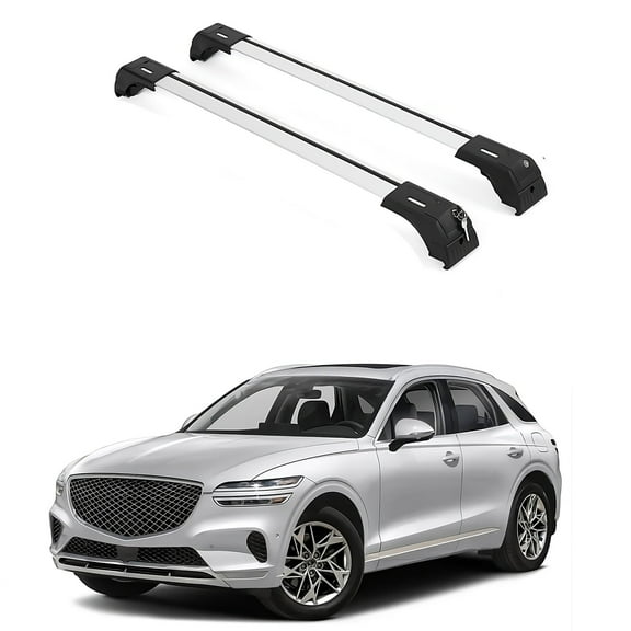 ERKUL 220lbs Roof Rack Cross Bars for Genesis GV70 2022-2025 | Anti-Theft Lock Aluminum Crossbars for Rooftop, Cargo Carrier, Luggage, Kayak, Canoe, Bike | Silver