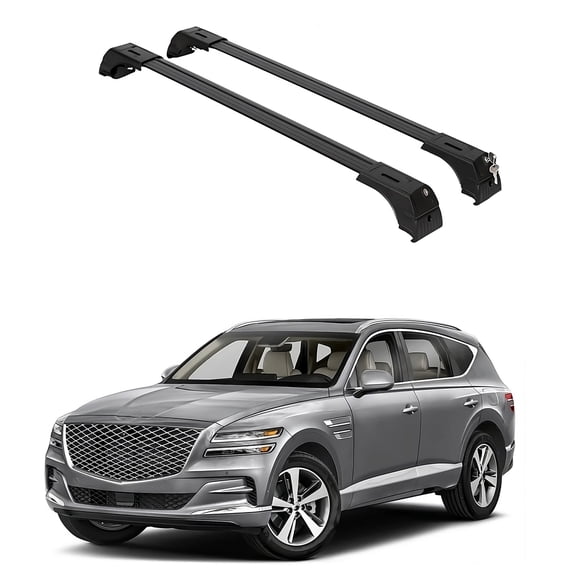 ERKUL 220lbs Roof Rack Cross Bars for Genesis GV80 2021-2024 | Anti-Theft Lock Aluminum Crossbars for Rooftop, Cargo Carrier, Luggage, Kayak, Canoe, Bike | Black