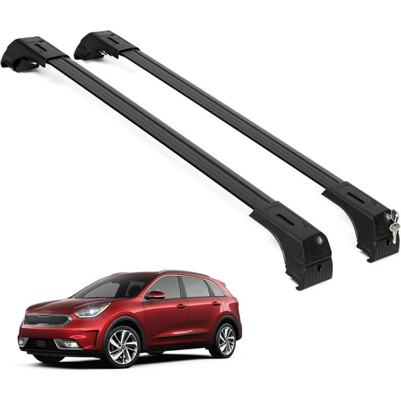 ERKUL 220lbs Roof Rack Cross Bars for Kia NIRO 2016-2022 | Aluminum Crossbars with Anti Theft Lock for Rooftop | Compatible with Flush Rails - Black