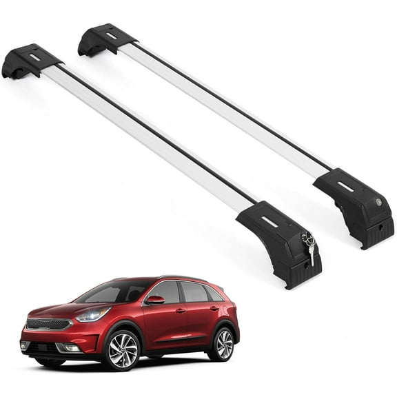 ERKUL 220lbs Roof Rack Cross Bars for Kia NIRO 2016-2022 | Aluminum Crossbars with Anti Theft Lock for Rooftop | Compatible with Flush Rails - Silver
