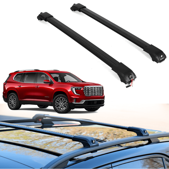 ERKUL AeroGlide 220 lb Roof Rack Cross Bars for GMC Acadia 2024-2026 | Anti-Theft Aluminum Crossbars with Smart Clamp System - Compatible with Raised Rails - Black
