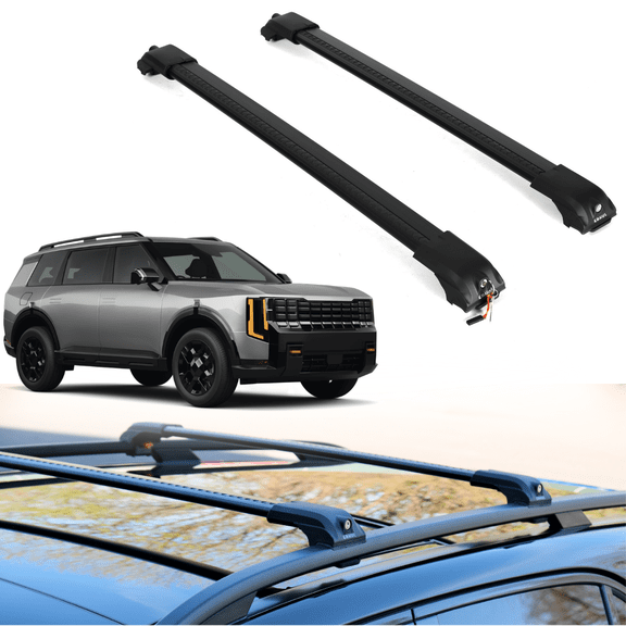 ERKUL AeroGlide 220 lb Roof Rack Cross Bars for Kia Telluride 2027 | Anti-Theft Aluminum Crossbars with Smart Clamp System - Compatible with Raised Rails - Black
