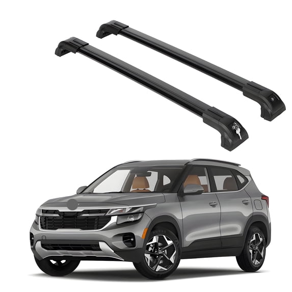ERKUL Heavy Duty 220lb Roof Rack Cross Bars for 2021-2025 Kia Seltos S/SX/EX | Solid Metal Mounts | Aluminum Crossbars with Anti Theft Lock for Rooftop - Compatible with Flush Rails - Black