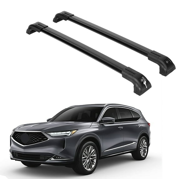 ERKUL Heavy Duty 220lbs Roof Rack Cross Bars for Acura MDX 2022-2025 | Solid Metal Mounts | Aluminum Crossbars with Anti Theft Lock for Rooftop - Compatible with Flush Rails - Black
