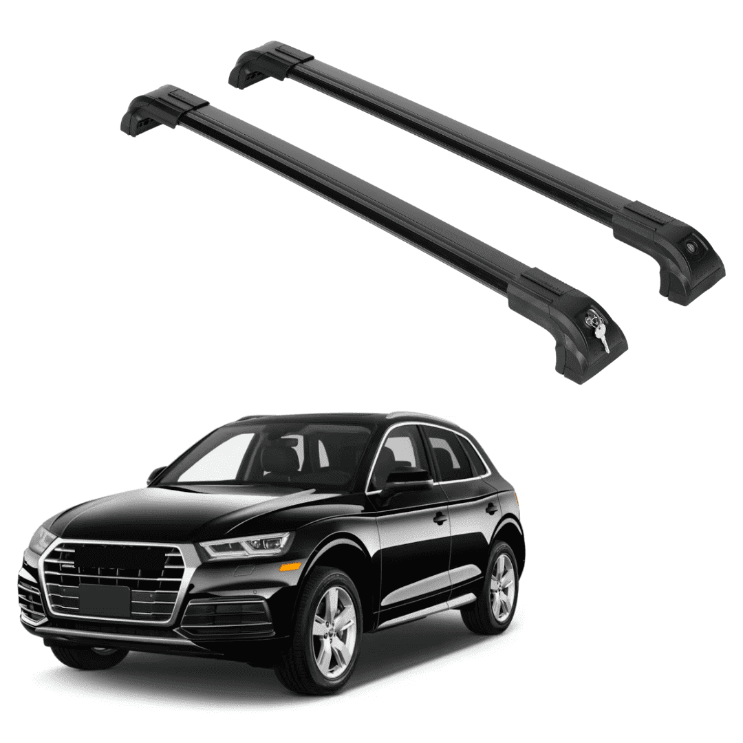 ERKUL Heavy Duty 220lbs Roof Rack Cross Bars for Audi Q5 2018-2025 | Solid Metal Mounts | Aluminum Crossbars with Anti Theft Lock for Rooftop - Compatible with Flush Rails - Black