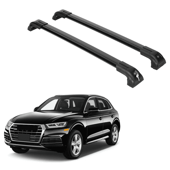ERKUL Heavy Duty 220lbs Roof Rack Cross Bars for Audi Q5 2018-2025 | Solid Metal Mounts | Aluminum Crossbars with Anti Theft Lock for Rooftop - Compatible with Flush Rails - Black