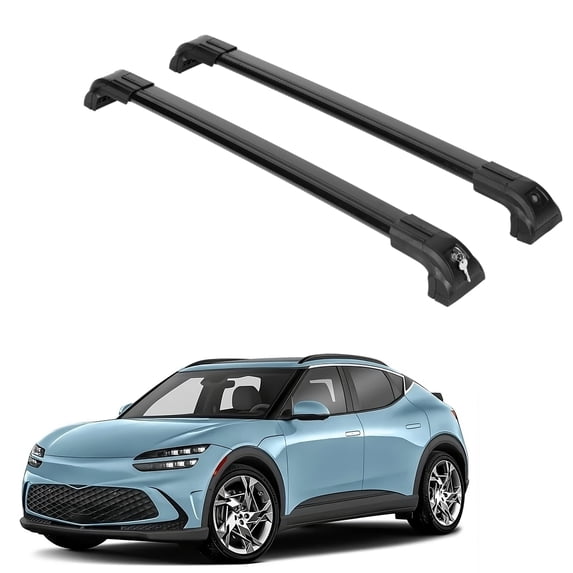 ERKUL Heavy Duty 220lbs Roof Rack Cross Bars for Genesis GV60 2023-2024 | Solid Metal Mounts | Aluminum Crossbars with Anti Theft Lock for Rooftop - Compatible with Flush Rails - Black
