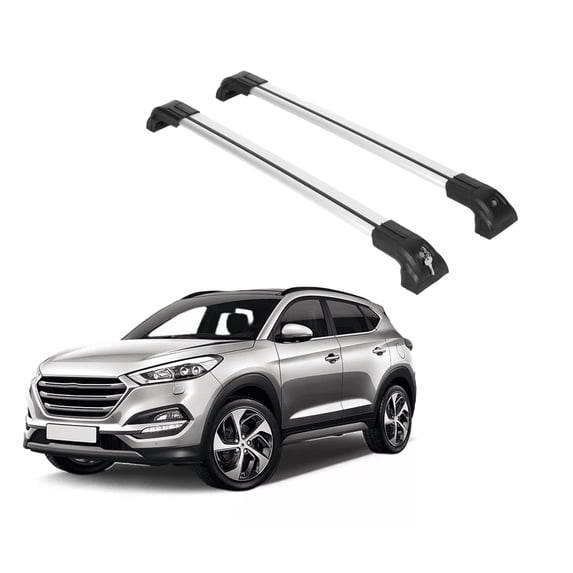 ERKUL Heavy Duty 220lbs Roof Rack Cross Bars for Hyundai Tucson 2016-2021 | Solid Metal Mounts | Aluminum Crossbars with Anti Theft Lock for Rooftop - Compatible with Flush Rails - Silver