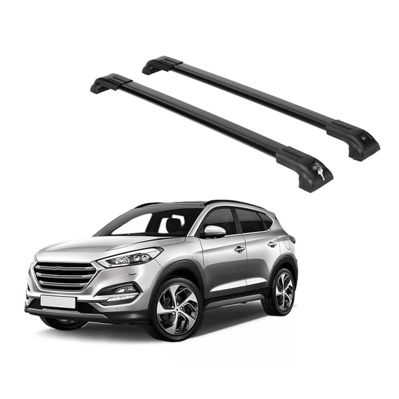 ERKUL Heavy Duty 220lbs Roof Rack Cross Bars for Hyundai Tucson 2016-2021 | Solid Metal Mounts | Aluminum Crossbars with Anti Theft Lock for Rooftop - Compatible with Flush Rails - Black