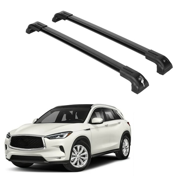 ERKUL Heavy Duty 220lbs Roof Rack Cross Bars for Infiniti QX50 2019-2024 | Solid Metal Mounts | Aluminum Crossbars with Anti Theft Lock for Rooftop - Compatible with Flush Rails - Black