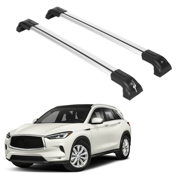 ERKUL Heavy Duty 220lbs Roof Rack Cross Bars for Infiniti QX50 2019-2024 | Solid Metal Mounts | Aluminum Crossbars with Anti Theft Lock for Rooftop - Compatible with Flush Rails - Silver