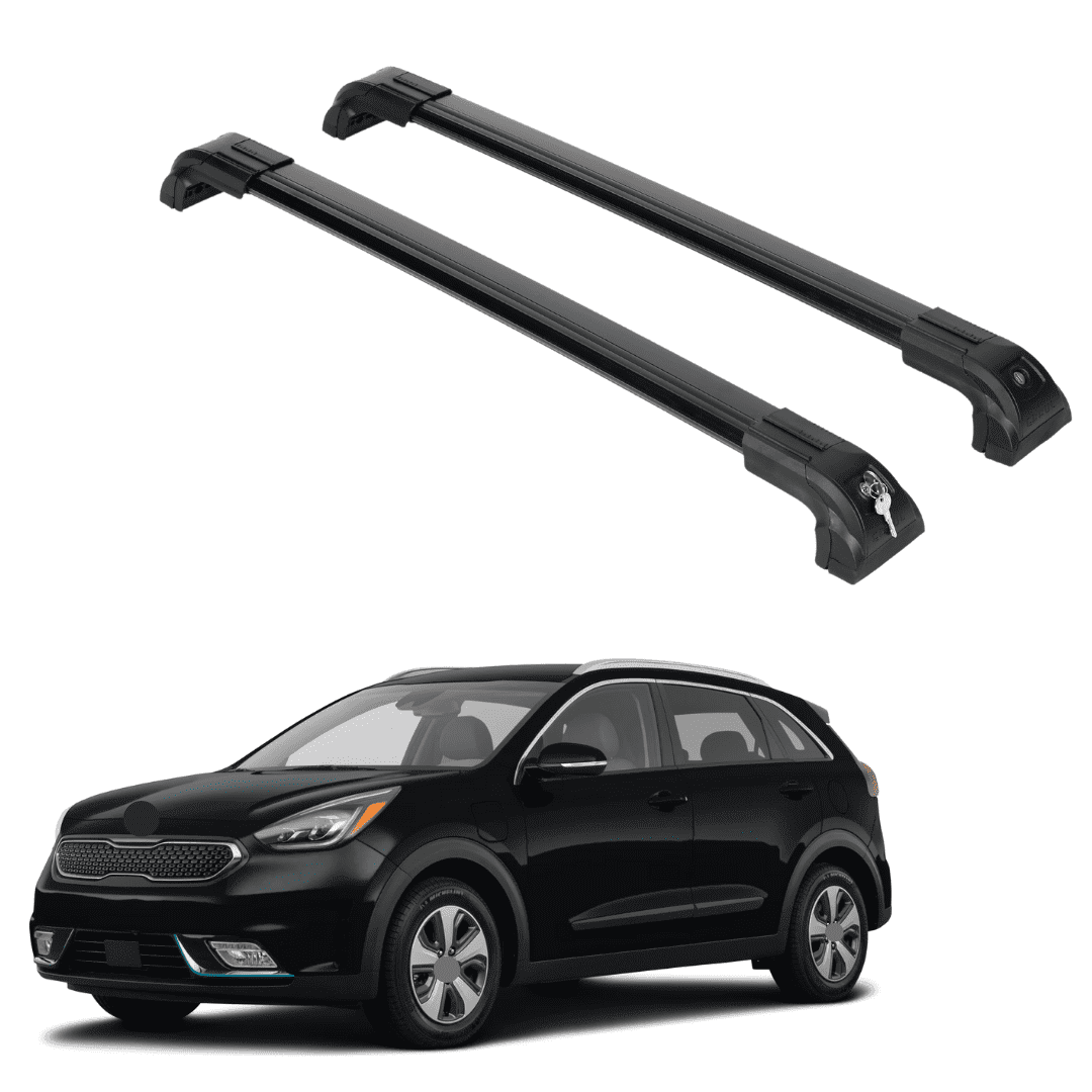 ERKUL Heavy Duty 220lbs Roof Rack Cross Bars for Kia NIRO 2016-2022 | Solid Metal Mounts | Anti-Theft Lock Aluminum Crossbars for Rooftop, Cargo Carrier, Luggage | Black