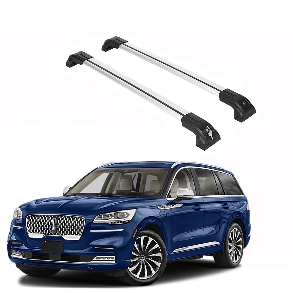 ERKUL Heavy Duty 220lbs Roof Rack Cross Bars for Lincoln Aviator 2020-2024 | Solid Metal Mounts | Aluminum Crossbars with Anti Theft Lock for Rooftop - Compatible with Flush Rails - Silver