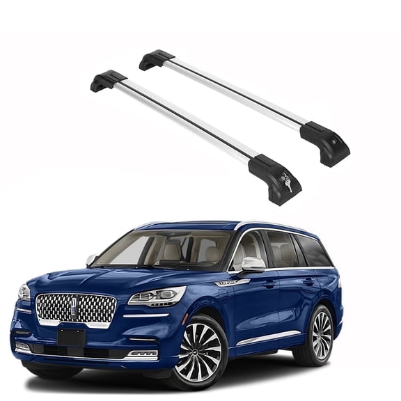 ERKUL Heavy Duty 220lbs Roof Rack Cross Bars for Lincoln Aviator 2020-2024 | Solid Metal Mounts | Aluminum Crossbars with Anti Theft Lock for Rooftop - Compatible with Flush Rails - Silver