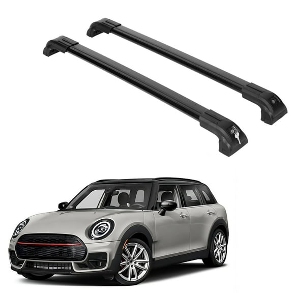 ERKUL Heavy Duty 220lbs Roof Rack Cross Bars for Mini Cooper Clubman F54 2016-2024 |Solid Metal Mounts| Aluminum Crossbars with Anti Theft Lock for Rooftop - Compatible with Flush Rails - Black