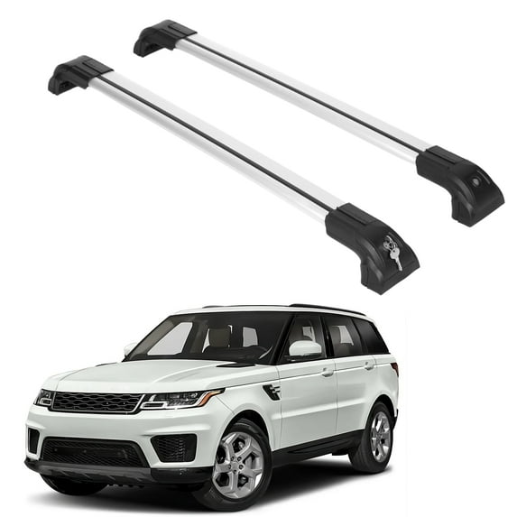ERKUL Heavy Duty 220lbs Roof Rack Cross Bars for Range Rover Sport 2014-2022 | Solid Metal Mounts | Aluminum Crossbars with Anti Theft Lock for Rooftop - Compatible with Flush Rails - Silver