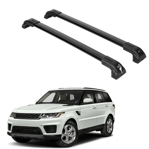 ERKUL Heavy Duty 220lbs Roof Rack Cross Bars for Range Rover Sport 2014-2022 | Solid Metal Mounts | Aluminum Crossbars with Anti Theft Lock for Rooftop - Compatible with Flush Rails - Black