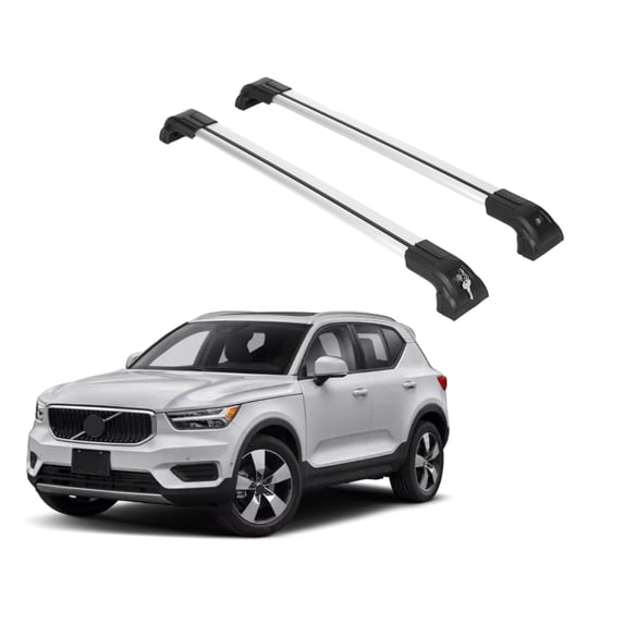 ERKUL Heavy Duty 220lbs Roof Rack Cross Bars for Volvo XC40 2018-2024 | Solid Metal Mounts | Aluminum Crossbars with Anti Theft Lock for Rooftop - Compatible with Flush Rails - Silver
