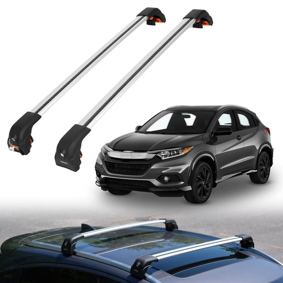 ERKUL Heavy Duty Roof Rack Cross Bars for Honda HR-V HRV 2016-2022 | Upgraded Aero Aluminum Crossbars with Smart Clamp System | Compatible with Flush Rails - Silver