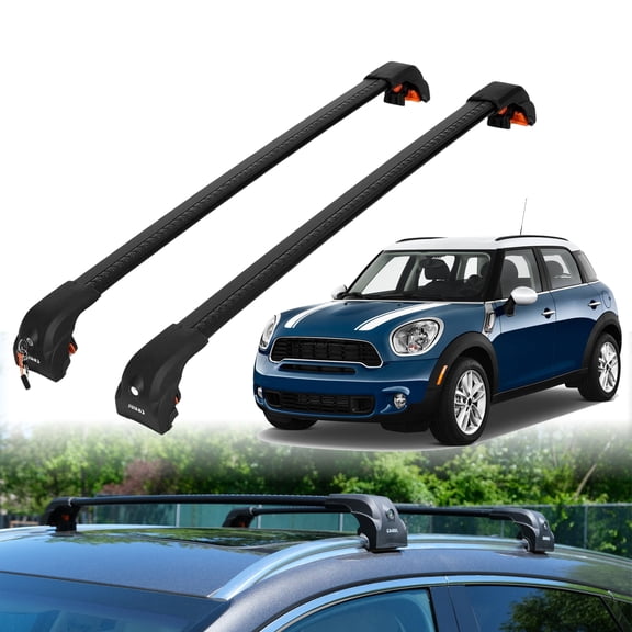 ERKUL Heavy Duty Roof Rack Cross Bars for Mini Cooper Countryman 2017-2024 | Upgraded Aero Aluminum Crossbars with Smart Clamp System | Compatible with Flush Rails - Black