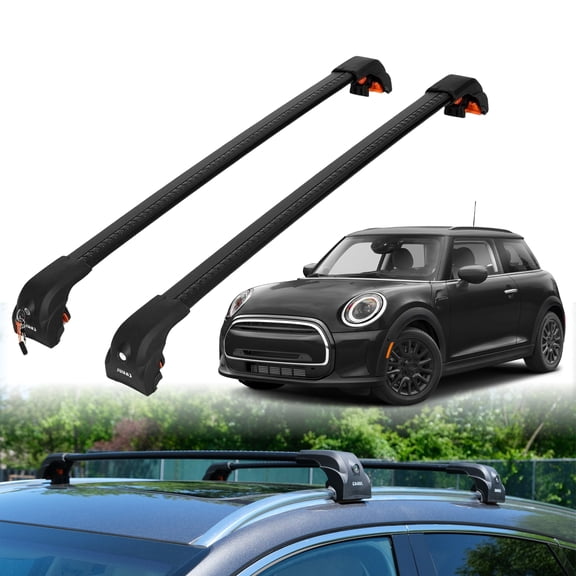 ERKUL Heavy Duty Roof Rack Cross Bars for Mini Cooper Hardtop 2014-2025 | Upgraded Aero Aluminum Crossbars with Smart Clamp System | Compatible with Flush Rails - Black