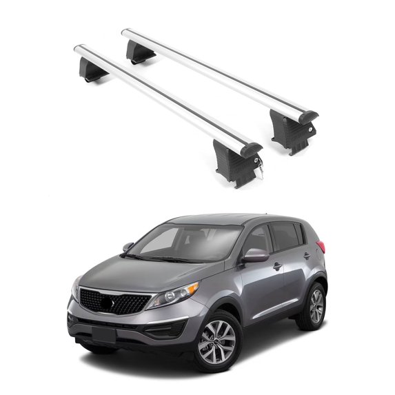 ERKUL Roof Rack Cross Bars for 2011-2016 Kia Sportage | Aluminum Crossbars with Anti Theft Lock for Rooftop | Compatible with Bare/Naked Roofs - Silver