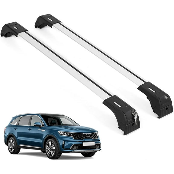 ERKUL Roof Rack Cross Bars for 2021-2025 Kia Sorento S, EX, SX & Sorento Hybrid | Aluminum Crossbars with Anti Theft Lock for Rooftop | Compatible with Flush Rails - Silver
