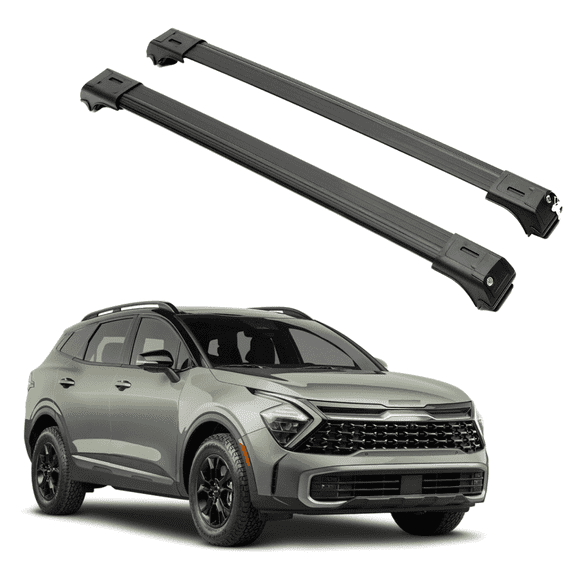ERKUL Roof Rack Cross Bars for 2023-2024 Kia Sportage X-Line AWD, X-Pro, X-Pro Prestige | Aluminum Crossbars with Anti Theft Lock for Rooftop | Compatible with Raised Rails - Black