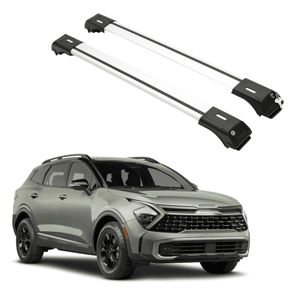 ERKUL Roof Rack Cross Bars for 2023-2024 Kia Sportage X-Line AWD, X-Pro, X-Pro Prestige | Aluminum Crossbars with Anti Theft Lock for Rooftop | Compatible with Raised Rails - Silver