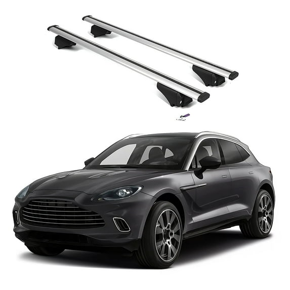 ERKUL Roof Rack Cross Bars for Aston Martin DBX 2021-2025 | Aluminum Crossbars with Anti Theft Lock for Rooftop | Compatible with Flush Rails - Silver