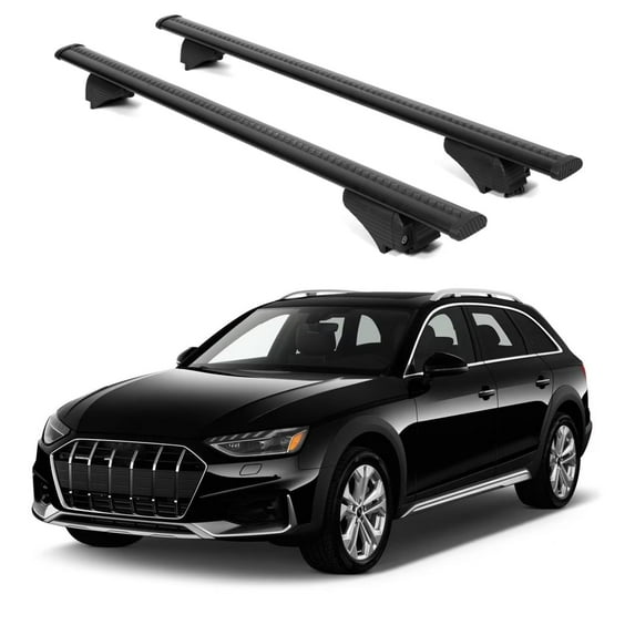 ERKUL Roof Rack Cross Bars for Audi A4 (B9) Allroad 2016-2024 | Aluminum Crossbars with Anti Theft Lock for Rooftop | Compatible with Raised Rails - Black