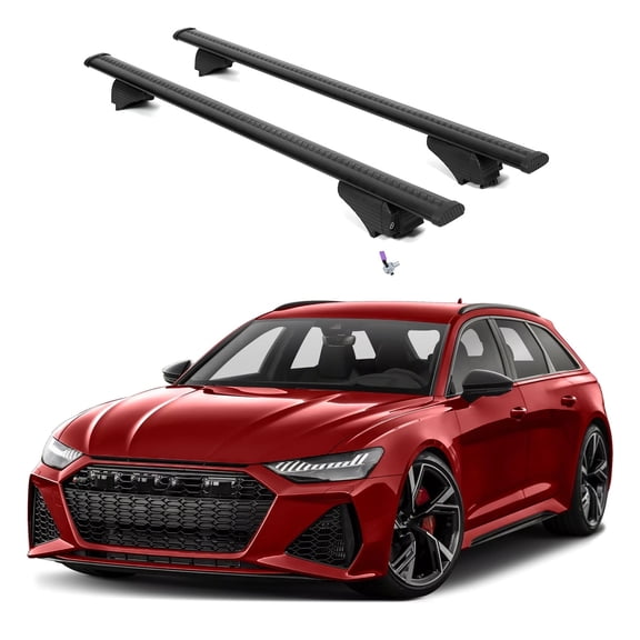 ERKUL Roof Rack Cross Bars for Audi RS 6 RS6 Avant 2021-2025 | Aluminum Crossbars with Anti Theft Lock for Rooftop | Compatible with Flush Rails - Black