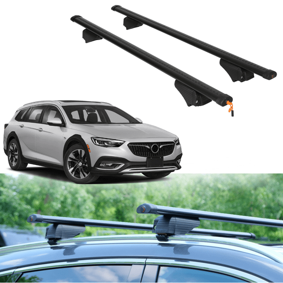 ERKUL Roof Rack Cross Bars for Buick Regal TourX 2018-2020 | Aluminum Crossbars with Anti Theft Lock for Rooftop | Compatible with Flush Rails - Black